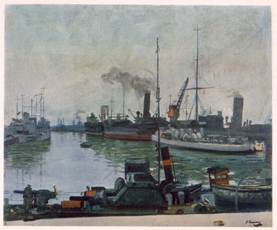 Patrol Boats, from British Artists at the Front, Continuation of The Western Front, 1918 by John Lavery